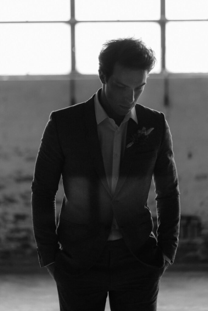 grey groom suit