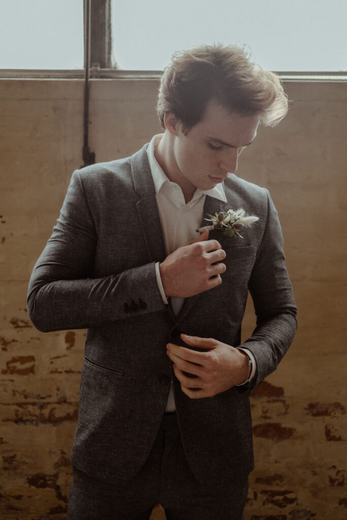 grey groom suit