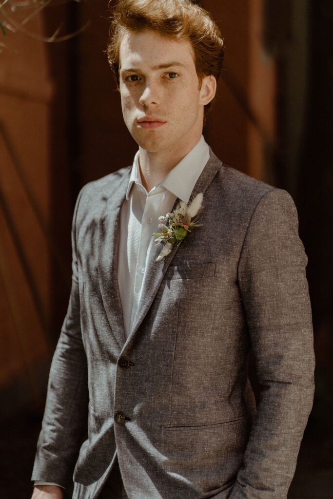 grey groom suit